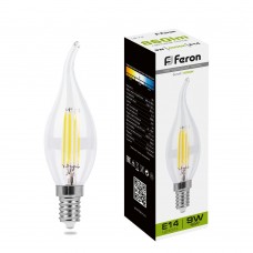 Лампа светодиодная филамен Feron LB-74 Свеча на ветру E14 9W 4000K 25962