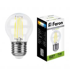 Лампа светодиодная филамен Feron LB-52 G45 E27 7W 4000K 25877