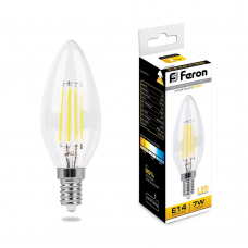 Лампа светодиодная филамен Feron LB-66 Свеча E14 7W 2700K 25726