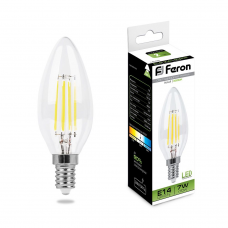 Лампа светодиодная филамен Feron LB-66 Свеча E14 7W 4000K 25780