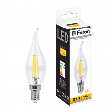 Лампа светодиодная филамен Feron LB-67 Свеча на ветру E14 7W 2700K 25727