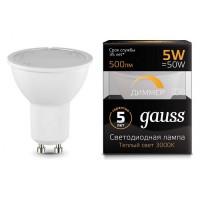 Лампа светодиодная Gauss MR16 GU10 5W 3000К диммируемая 101506105-D