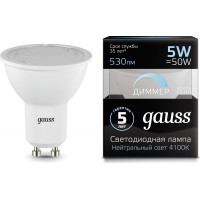 Лампа светодиодная Gauss MR16 GU10 5W 4100К диммируемая 101506205-D