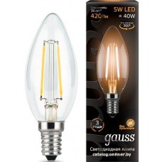 Лампа светодиодная Gauss Filament C37 E14 5W 2700К 103801105