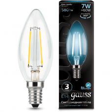 Лампа светодиодная Gauss Filament C37 E14 7W 4100К 103801207
