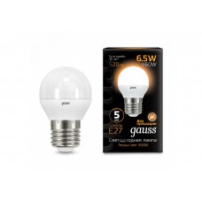 Светодиодная лампа Gauss G45 E27 6.5W 3000К 105102107