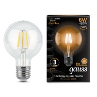 Лампа светодиодная Gauss Filament G95 E27 6W 2700К 105802106