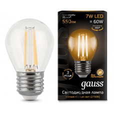Лампа светодиодная Gauss Filament G45 E27 7W 2700К 105802107