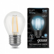 Лампа светодиодная Gauss Filament G45 E27 5W 4100К 105802205