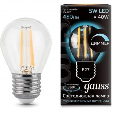 Лампа светодиодная Gauss Dimmer Filament G45 E27 5W 4100K 105802205-D