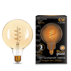 Лампа светодиодная Gauss Filament G120 Flexible E27 6W 2400К 158802008