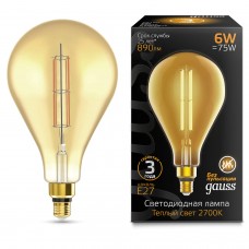 Лампа светодиодная Gauss Filament PS160 E27 6W 2700К golden 179802118