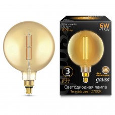 Лампа светодиодная Gauss Filament G200 E27 6W 2700К golden 154802118