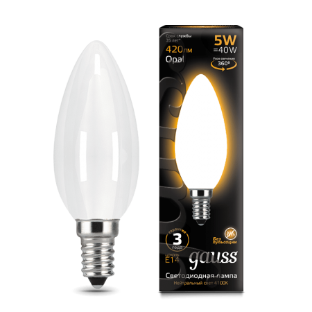 Лампа светодиодная Gauss Filament Candle OPAL E14 5W 2700К 103201105 