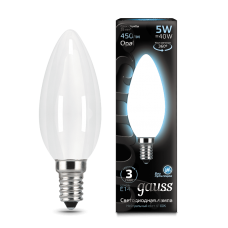 Лампа светодиодная Gauss Filament Candle OPAL E14 5W 4100К 103201205